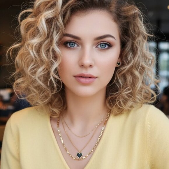 Elegant 18K Gold Plated Triple Layer Necklace & Heart Earrings Trendy Set ✨ - Picture 3 of 13